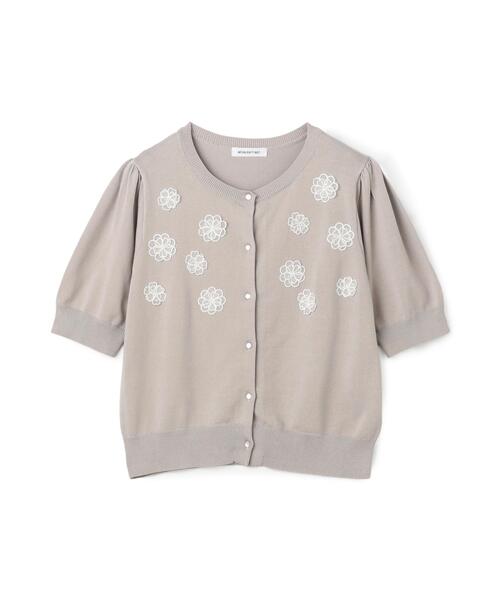 NATURAL BEAUTY BASIC（ナチュラルビューティーベーシック）の「フラワーモチーフカーディガン（カーディガン/ボレロ・レディース・ブラック/グレー系その他/オフホワイト・ﾌﾘ-）」の9枚目の写真