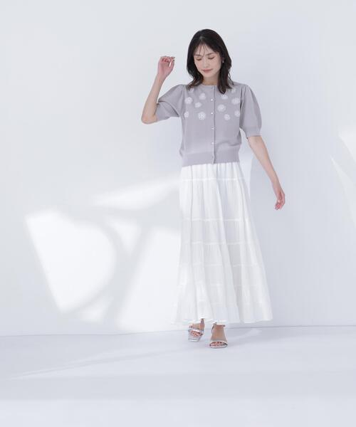 NATURAL BEAUTY BASIC（ナチュラルビューティーベーシック）の「フラワーモチーフカーディガン（カーディガン/ボレロ・レディース・ブラック/グレー系その他/オフホワイト・ﾌﾘ-）」の11枚目の写真