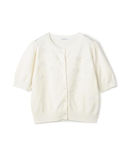 NATURAL BEAUTY BASIC（ナチュラルビューティーベーシック）の「フラワーモチーフカーディガン（カーディガン/ボレロ・レディース・ブラック/グレー系その他/オフホワイト・ﾌﾘ-）」の21枚目の写真