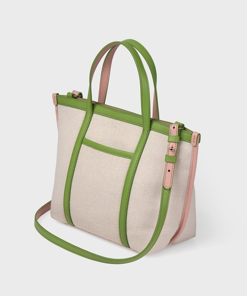 Paul Smith(ポールスミス)の「PSカラーミックスSS26 2WAY ミニトートバッグ / 365003 WB240S(ショルダーバッグ・レディース・ピンク/キナリ・FREE)」の3枚目の写真