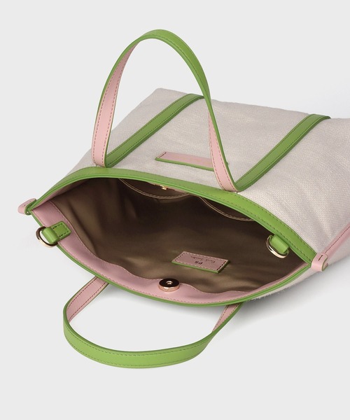 Paul Smith(ポールスミス)の「PSカラーミックスSS26 2WAY ミニトートバッグ / 365003 WB240S(ショルダーバッグ・レディース・ピンク/キナリ・FREE)」の5枚目の写真