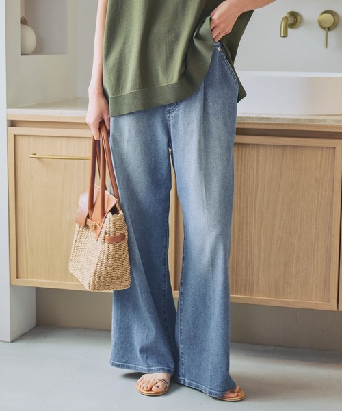 Elura(エルーラ)の「リネン混ストレッチデニム/670379(デニムパンツ・レディース・ライトブルー/ブルー・SMALL/MEDIUM/FREE(S))」の1枚目の写真