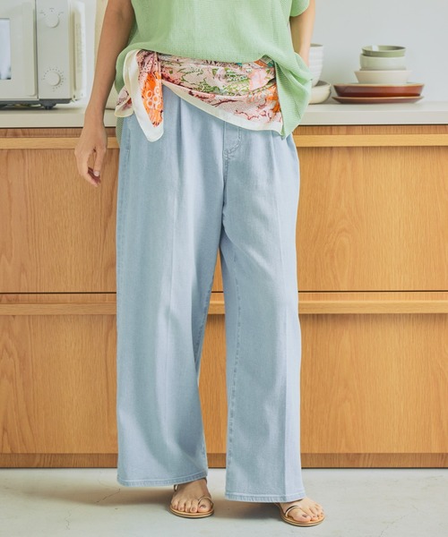 Elura(エルーラ)の「リネン混ストレッチデニム/670379(デニムパンツ・レディース・ライトブルー/ブルー・SMALL/MEDIUM/FREE(S))」の2枚目の写真