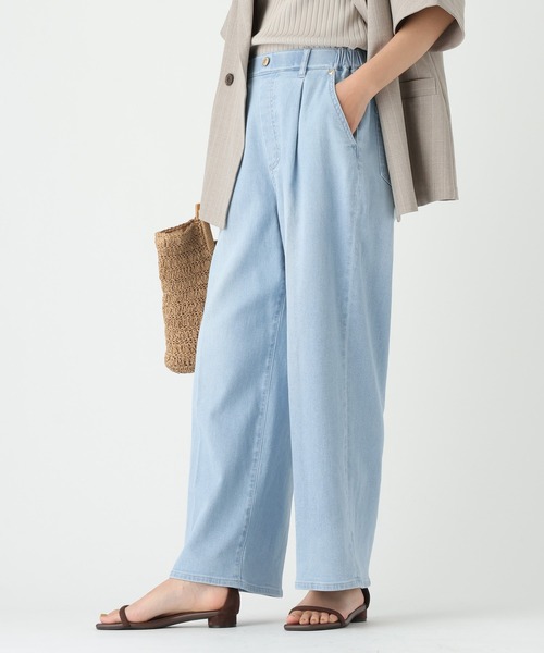 Elura(エルーラ)の「リネン混ストレッチデニム/670379(デニムパンツ・レディース・ライトブルー/ブルー・SMALL/MEDIUM/FREE(S))」の4枚目の写真