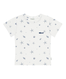 スターフィッシュフルプリントスリムフィット半袖Tシャツアイボリー