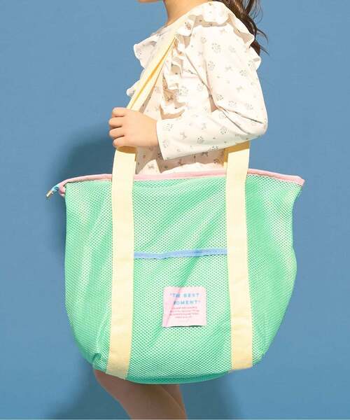 Lycee mine(リセマイン)の「メッシュカラフルトートバック(スイムグッズ・キッズ・ベビーピンク/グリーン系その他・F)」の1枚目の写真