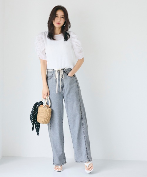 coca（coca）（コカ）の「【WEB限定セール】サマーデニム紐付きワイドパンツ（デニムパンツ・レディース・ライトブルー/ブルー・L/M/S）」の11枚目の写真