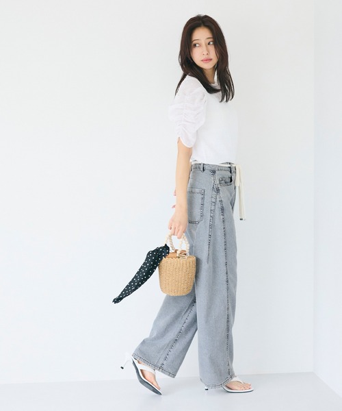 coca（coca）（コカ）の「【WEB限定セール】サマーデニム紐付きワイドパンツ（デニムパンツ・レディース・ライトブルー/ブルー・L/M/S）」の12枚目の写真