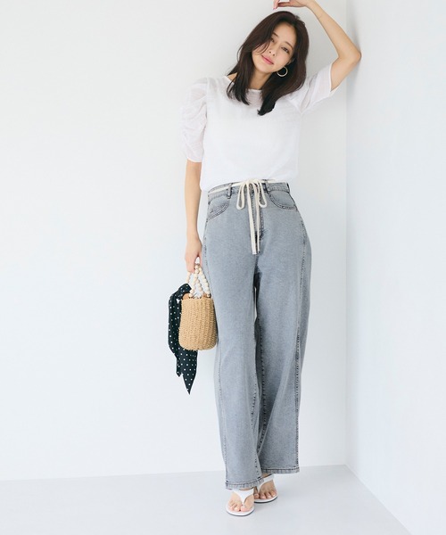 coca（coca）（コカ）の「【WEB限定セール】サマーデニム紐付きワイドパンツ（デニムパンツ・レディース・ライトブルー/ブルー・L/M/S）」の14枚目の写真