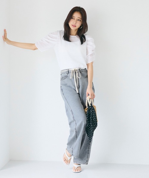 coca（coca）（コカ）の「【WEB限定セール】サマーデニム紐付きワイドパンツ（デニムパンツ・レディース・ライトブルー/ブルー・L/M/S）」の15枚目の写真
