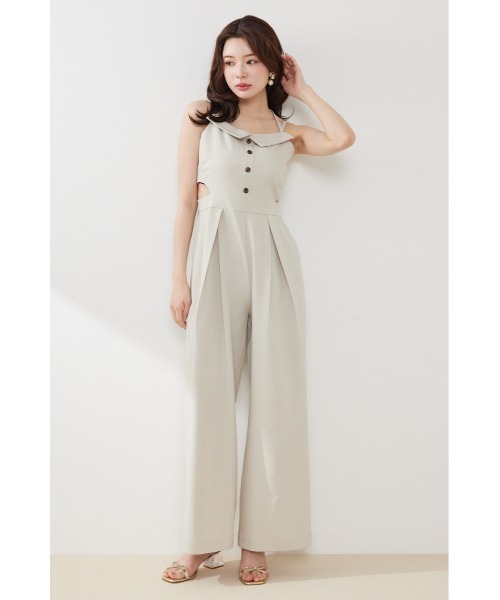 rienda(リエンダ)の「ウエストオープンキャミロンパース 春服 夏服(パンツドレス・レディース・ベージュ/ブラック/グレー・SMALL/MEDIUM)」の3枚目の写真