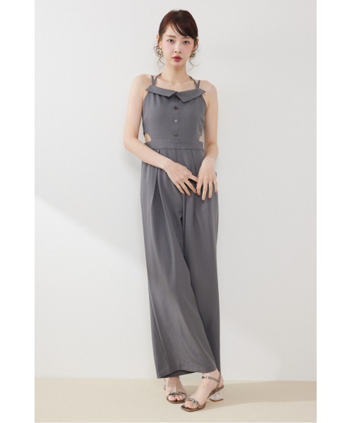 rienda(リエンダ)の「ウエストオープンキャミロンパース 春服 夏服(パンツドレス・レディース・ベージュ/ブラック/グレー・SMALL/MEDIUM)」の1枚目の写真
