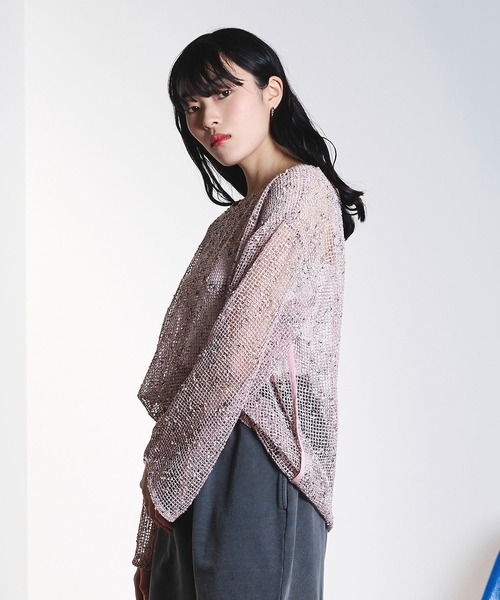 ROSE BUD(ローズバッド)の「(CREOLME)NEP MESH P/O(Tシャツ/カットソー・レディース・ブラック/ライトピンク・ONE SIZE)」の5枚目の写真