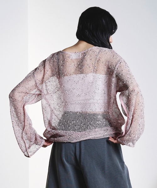 ROSE BUD(ローズバッド)の「(CREOLME)NEP MESH P/O(Tシャツ/カットソー・レディース・ブラック/ライトピンク・ONE SIZE)」の6枚目の写真