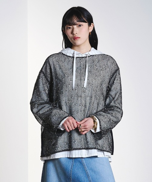 ROSE BUD(ローズバッド)の「(CREOLME)NEP MESH P/O(Tシャツ/カットソー・レディース・ブラック/ライトピンク・ONE SIZE)」の11枚目の写真