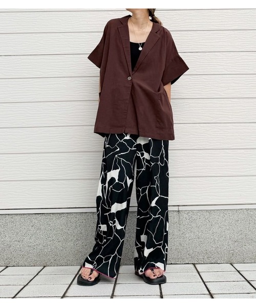Q(キュー)の「スシボイルハーフジャケット(テーラードジャケット・レディース・ブラック/ブラウン・MEDIUM)」の18枚目の写真