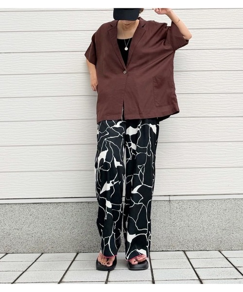 Q(キュー)の「スシボイルハーフジャケット(テーラードジャケット・レディース・ブラック/ブラウン・MEDIUM)」の17枚目の写真