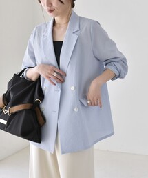 quaranciel（カランシエル）の「quaranciel:〈手洗い可能〉シアー カラミ テーラード ダブル ジャケット（テーラードジャケット）」