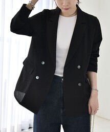 quaranciel（カランシエル）の「quaranciel:〈手洗い可能〉シアー カラミ テーラード ダブル ジャケット（テーラードジャケット）」