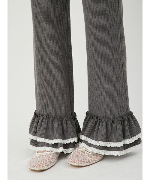 LILY BROWN(リリーブラウン)の「ヘムフリルカットパンツ(その他パンツ・レディース・グレー/ブラック/ホワイト・F)」の9枚目の写真