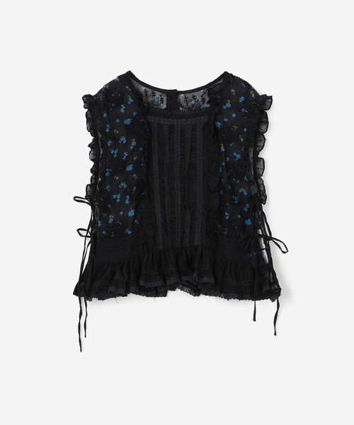 crinkle crinkle crinkle(クリンクルクリンクルクリンクル)の「crinkle crinkle crinkle | シアーフラワー ベストブラウス WOMEN(シャツ/ブラウス・レディース・ブラック/アイボリー・F)」の2枚目の写真