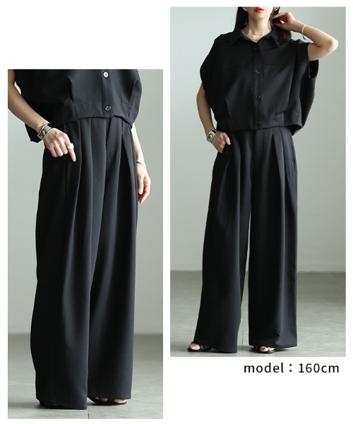 Sawa a la mode(サワアラモード)の「ハイウエストタックワイドパンツ(その他パンツ・レディース・ブラウン/ブラック・FREE)」の5枚目の写真
