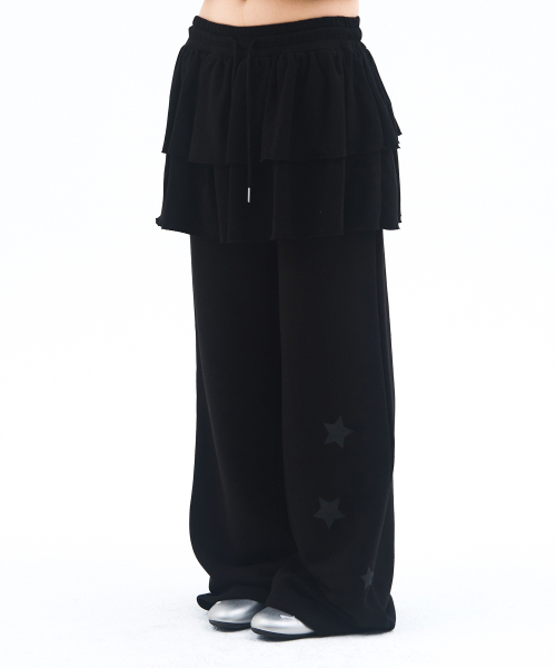 AMESWORLDWIDE(アメスワールドワイド)の「FRILL LAYERED SWEAT PANTS BLACK(スウェットパンツ・レディース・その他・FREE)」の2枚目の写真