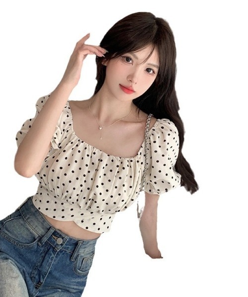 Ritzy(リッツィー)の「オフショルバブルスリーブクロップドブラウス(シャツ/ブラウス・レディース・ホワイト・M/L/S)」の7枚目の写真