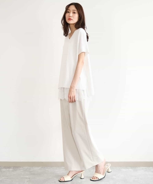MK MICHEL KLEIN（エムケーミッシェルクラン）の「[洗える]ヘムレースインナーキャミソール（キャミソール・レディース・ブラック/アイボリー・38）」の16枚目の写真