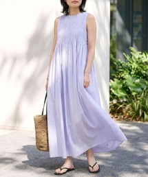 Rouge vif Anna（ルージュヴィフアンナ）の「インドハンドタックノースリーブマキシワンピース フレアスカート 夏服（ワンピース）」