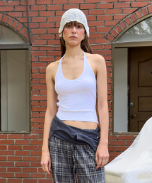 HOLE HALTER NECK TOP (white)