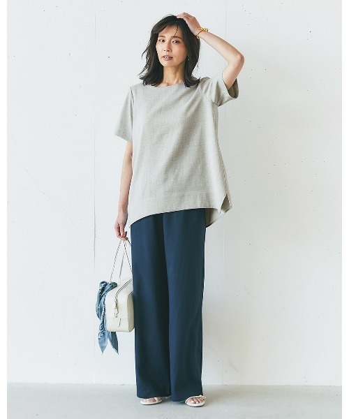 DoCLASSE（ ドゥクラッセ）の「リネン混ストレッチ・Tブラウス（シャツ/ブラウス・レディース・ホワイト/ロイヤルブルー/グレー/ブラウン/ライトブルー/イエロー/ダークネイビー/ピンク・11/13/7/9/15 ）」の13枚目の写真