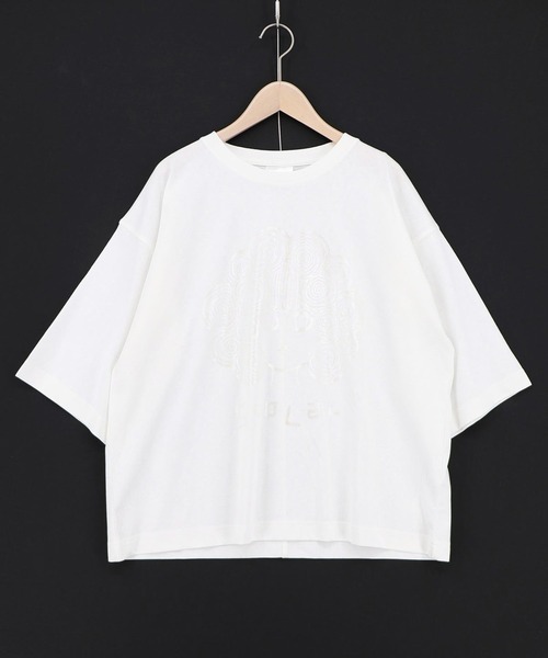 ScoLar(スカラー)の「ScoLar(スカラー) オーロラ箔スカラーちゃん 接触冷感Tシャツ(Tシャツ/カットソー・レディース・オフホワイト/ピンク/ブラック/イエロー・MEDIUM)」の1枚目の写真