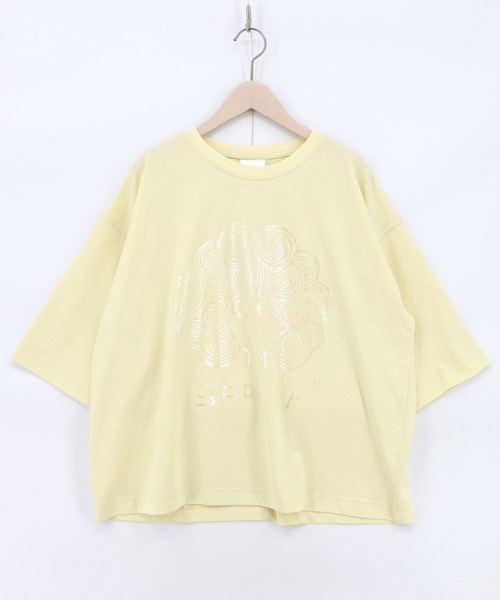 ScoLar(スカラー)の「ScoLar(スカラー) オーロラ箔スカラーちゃん 接触冷感Tシャツ(Tシャツ/カットソー・レディース・オフホワイト/ピンク/ブラック/イエロー・MEDIUM)」の3枚目の写真
