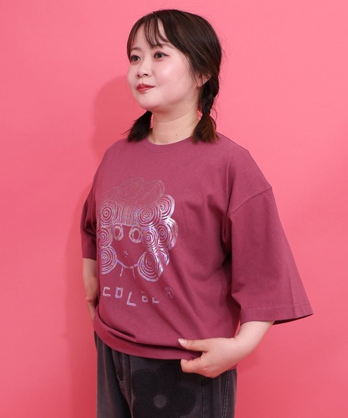 ScoLar(スカラー)の「ScoLar(スカラー) オーロラ箔スカラーちゃん 接触冷感Tシャツ(Tシャツ/カットソー・レディース・オフホワイト/ピンク/ブラック/イエロー・MEDIUM)」の5枚目の写真