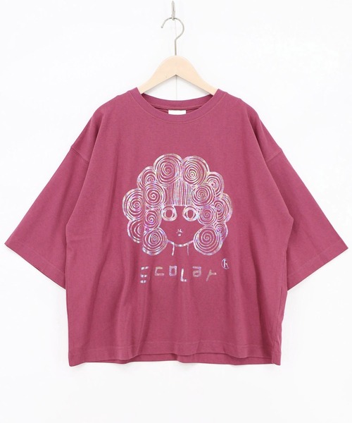 ScoLar(スカラー)の「ScoLar(スカラー) オーロラ箔スカラーちゃん 接触冷感Tシャツ(Tシャツ/カットソー・レディース・オフホワイト/ピンク/ブラック/イエロー・MEDIUM)」の9枚目の写真