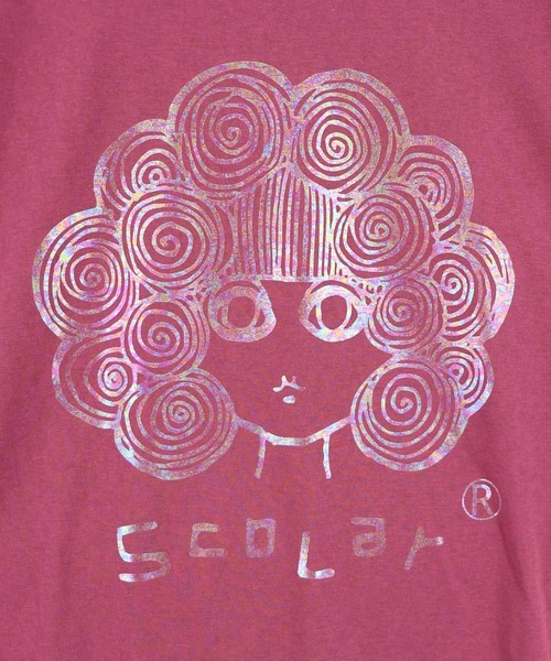 ScoLar(スカラー)の「ScoLar(スカラー) オーロラ箔スカラーちゃん 接触冷感Tシャツ(Tシャツ/カットソー・レディース・オフホワイト/ピンク/ブラック/イエロー・MEDIUM)」の10枚目の写真