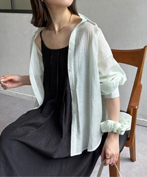 シアーストライプシャツ×シュシュセット