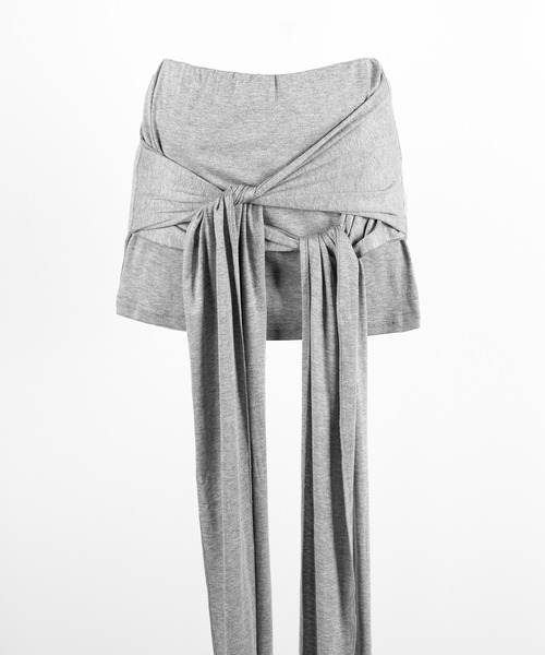 me+em select(ミームセレクト)の「【 2color 】ダブルレイヤードリボンドレープミニスカパン / double layered ribbon draped mini skirt pants ※※(スカート・レディース・ブラック/グレー・FREE)」の11枚目の写真