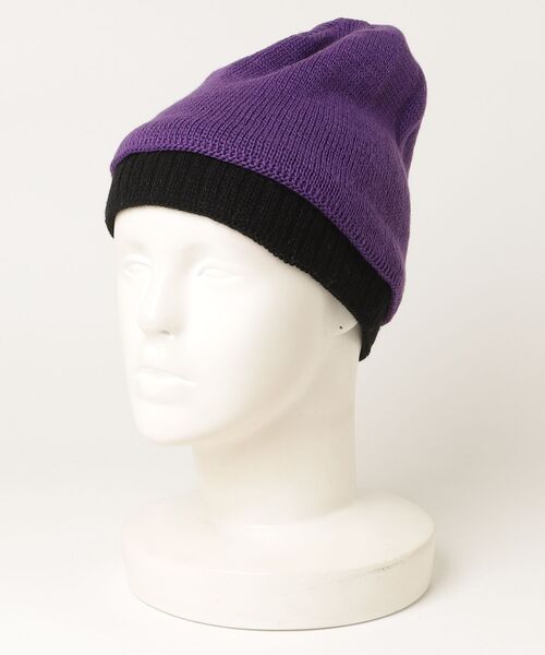Lafayette(ラファイエット)の「237006 Chapeaubas ニット二重風ビーニー(ニットキャップ/ビーニー・レディース・パープル/グレー/オレンジ/ブラック・FREE)」の3枚目の写真