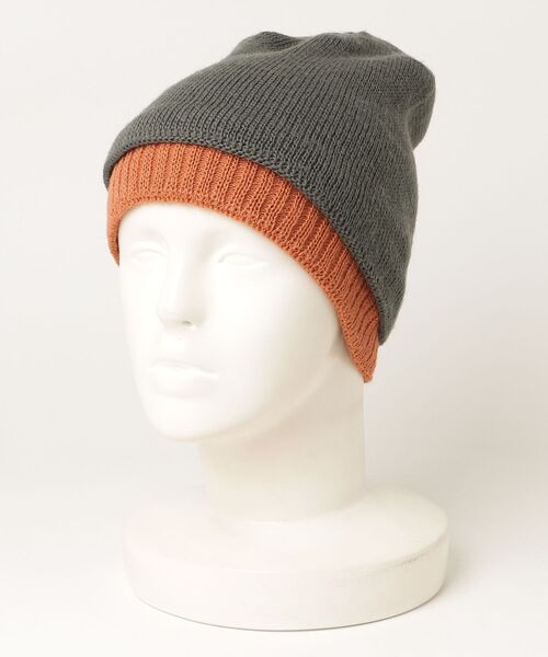 Lafayette(ラファイエット)の「237006 Chapeaubas ニット二重風ビーニー(ニットキャップ/ビーニー・レディース・パープル/グレー/オレンジ/ブラック・FREE)」の2枚目の写真