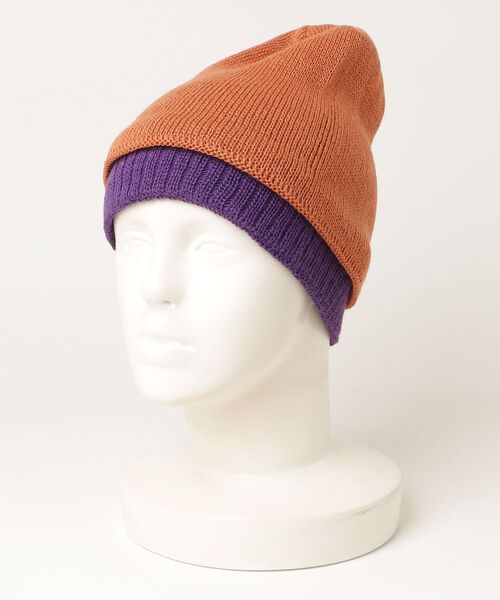Lafayette(ラファイエット)の「237006 Chapeaubas ニット二重風ビーニー(ニットキャップ/ビーニー・レディース・パープル/グレー/オレンジ/ブラック・FREE)」の4枚目の写真