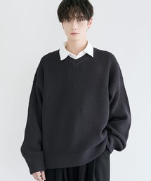 LILL（リル）の「マルチファンクションルーズシルエットVネックニット【静電防止 抗ピリング ウォッシャブル】（ニット/セーター）」