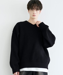 LILL | マルチファンクションルーズシルエットVネックニット【静電防止/抗ピリング/ウォッシャブル】(ニット/セーター)