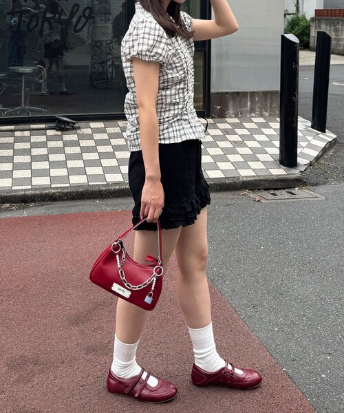 CIAOPANIC（チャオパニック）の「チェックシャーリングコンパクトシャツ（シャツ/ブラウス・レディース・イエロー/オフホワイト/ブラック・ONE SIZE）」の4枚目の写真