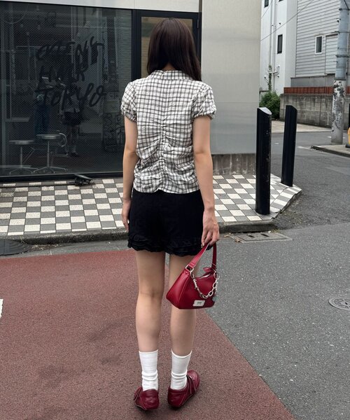CIAOPANIC（チャオパニック）の「チェックシャーリングコンパクトシャツ（シャツ/ブラウス・レディース・イエロー/オフホワイト/ブラック・ONE SIZE）」の5枚目の写真