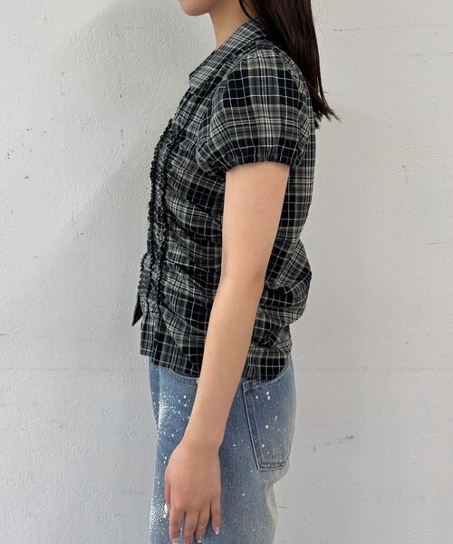 CIAOPANIC（チャオパニック）の「チェックシャーリングコンパクトシャツ（シャツ/ブラウス・レディース・イエロー/オフホワイト/ブラック・ONE SIZE）」の15枚目の写真