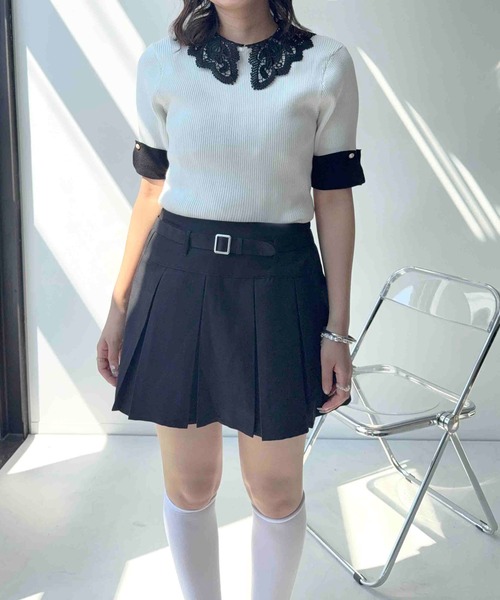 AS KNOW AS plus(アズノゥアズプラス)の「〇レース衿 5分袖ニットプルオーバー(ニット/セーター・レディース・ブラック/ネイビー/オフホワイト・FREE)」の17枚目の写真