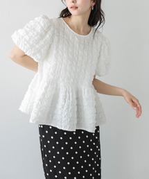 ふくれジャガード ペプラムブラウス