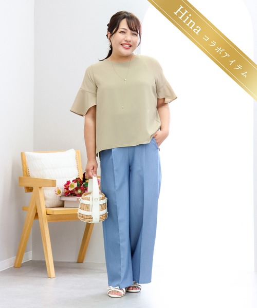 anyfee(エニフィー)の「【anyfee×HINAコラボ】デニムライクストレートパンツ《大きいサイズ》(2026SS)(その他パンツ・レディース・インディゴブルー・5L/4L/3L/LL)」の1枚目の写真